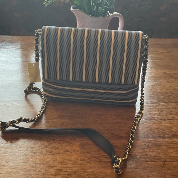 Talbots Blue and White Striped Crossbody Bag New with tags - Picture 5 of 6